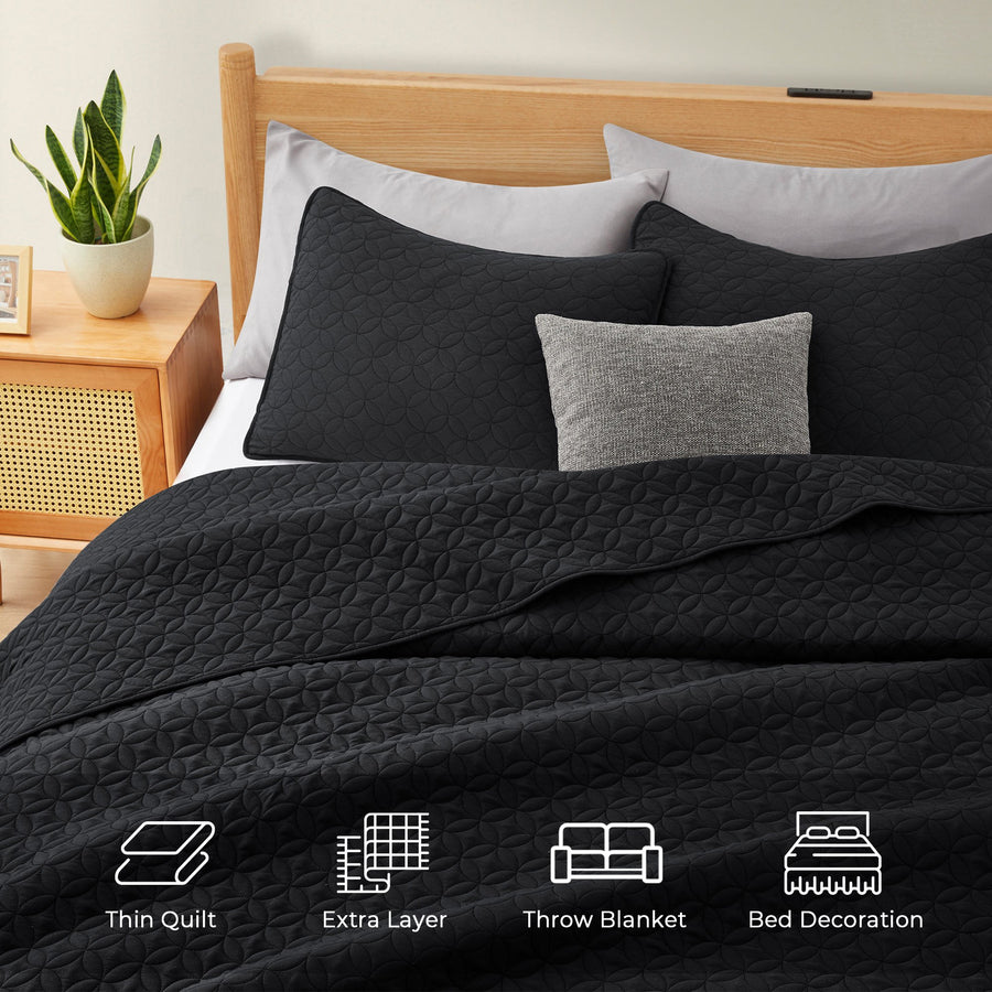 Reversible Bedspread Coverlet Set - Premium Microfiber Ultra Soft Lightweight 2 or 3-Piece Quilt Set Image 1