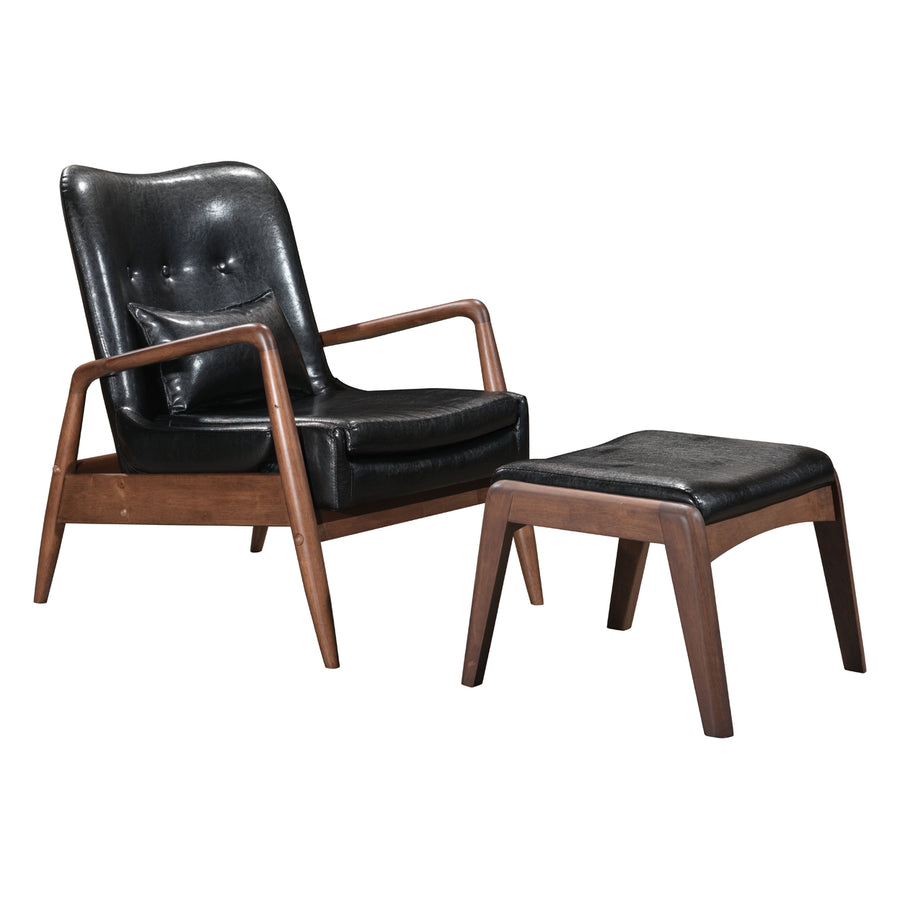 Bully Lounge Chair and Ottoman Black Image 1