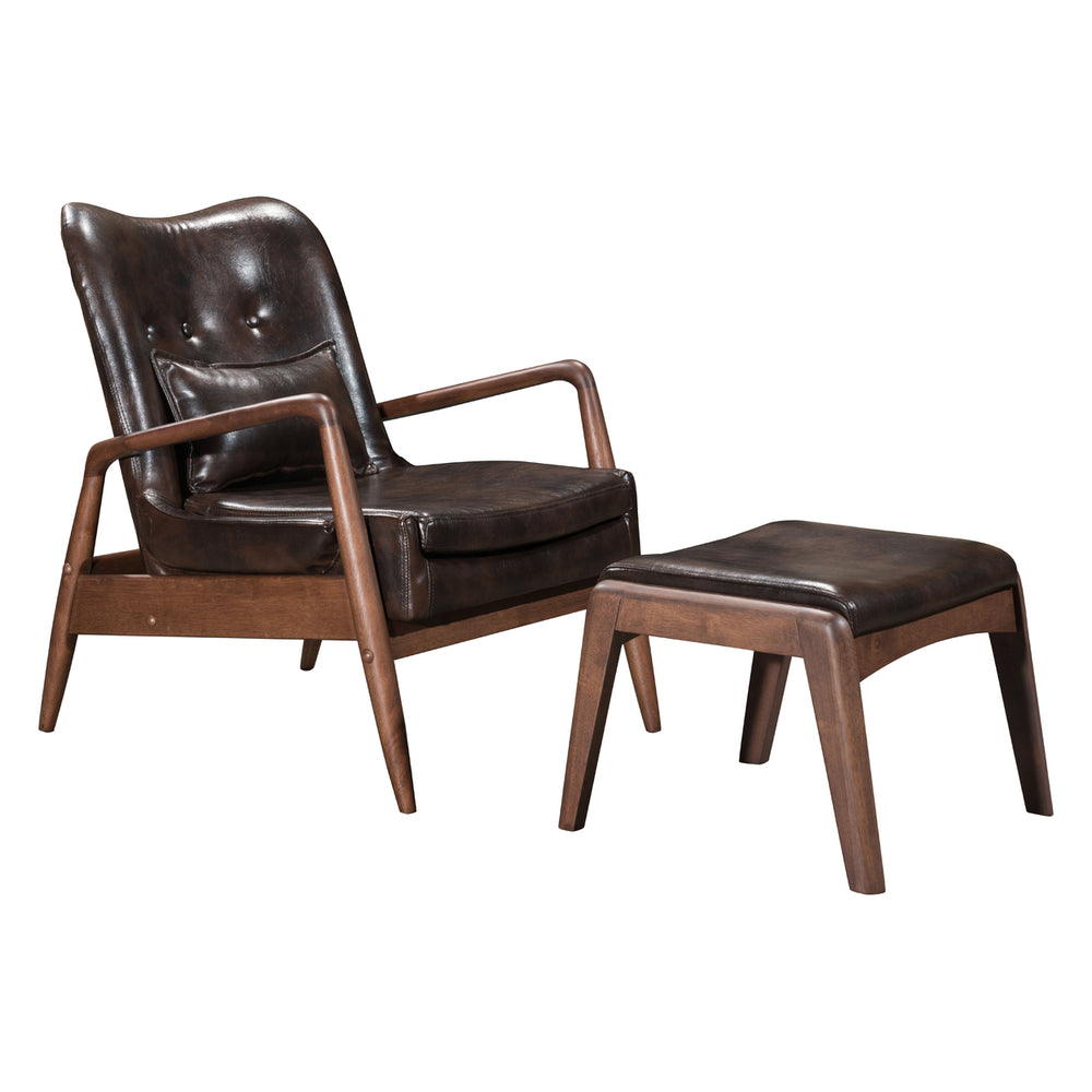 Bully Lounge Chair and Ottoman Black Image 2