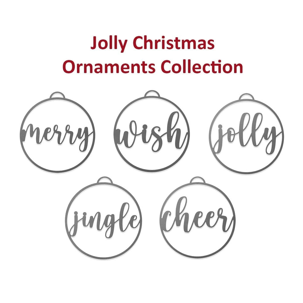 Jolly Christmas Ornaments - 5 pack - Metal Christmas Tree Ornaments Image 2