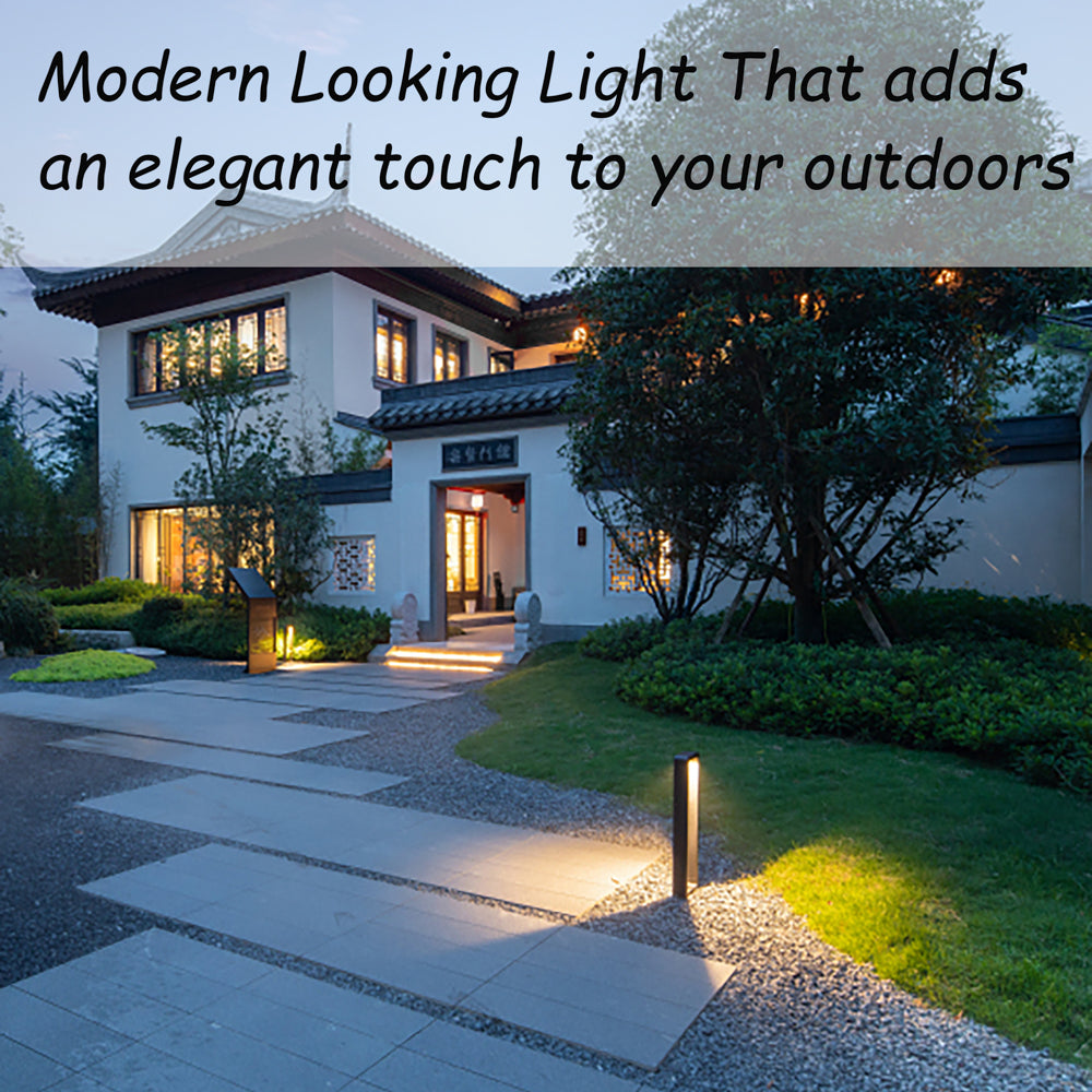 Decorative Driveway Bollard Rectangle LED Garden Light, Large Black Aluminum Pathway Yard Outdoor Light Image 7