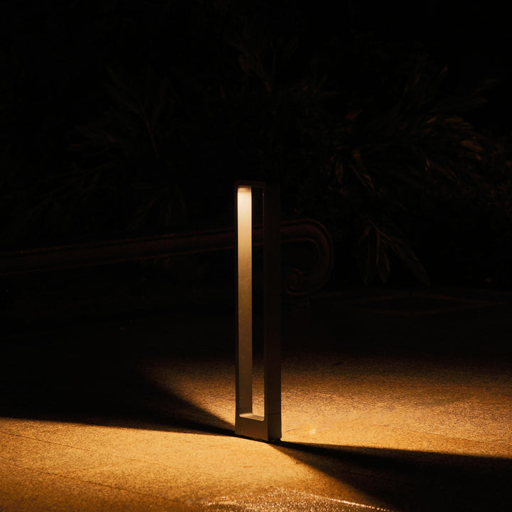 Decorative Driveway Bollard Rectangle LED Garden Light, Large Black Aluminum Pathway Yard Outdoor Light Image 11