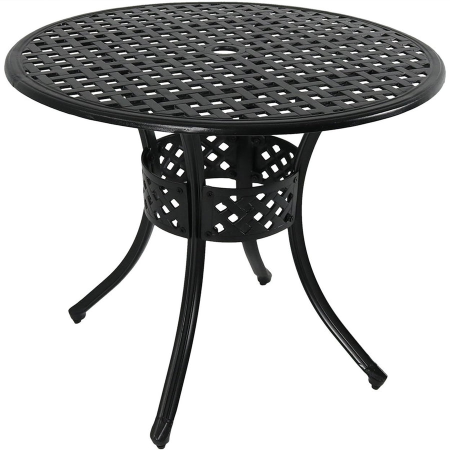 Sunnydaze 33 in Cast Aluminum Round Patio Dining Table - Black Image 1