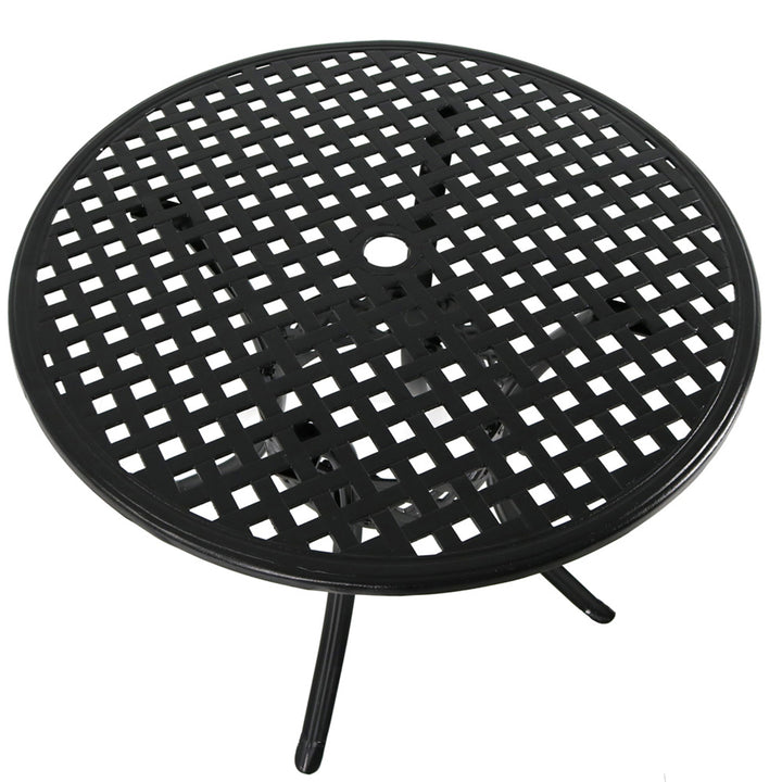 Sunnydaze 33 in Cast Aluminum Round Patio Dining Table - Black Image 5