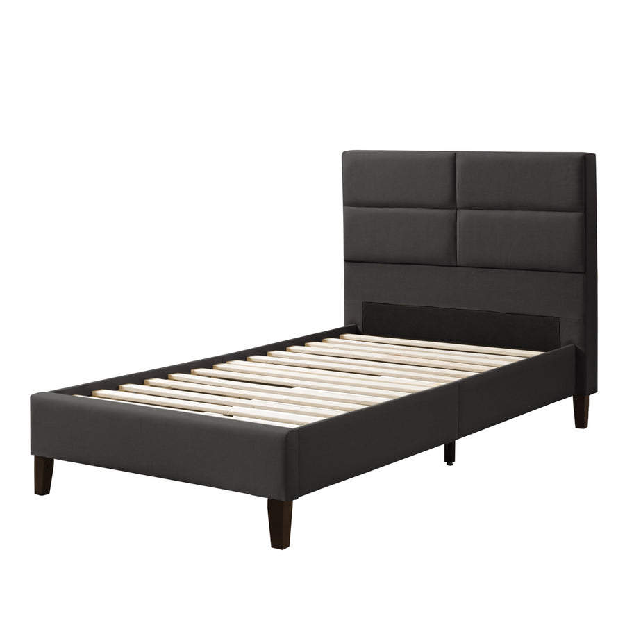 CorLiving Bellevue Upholstered Panel Bed, Twin/Single Image 1