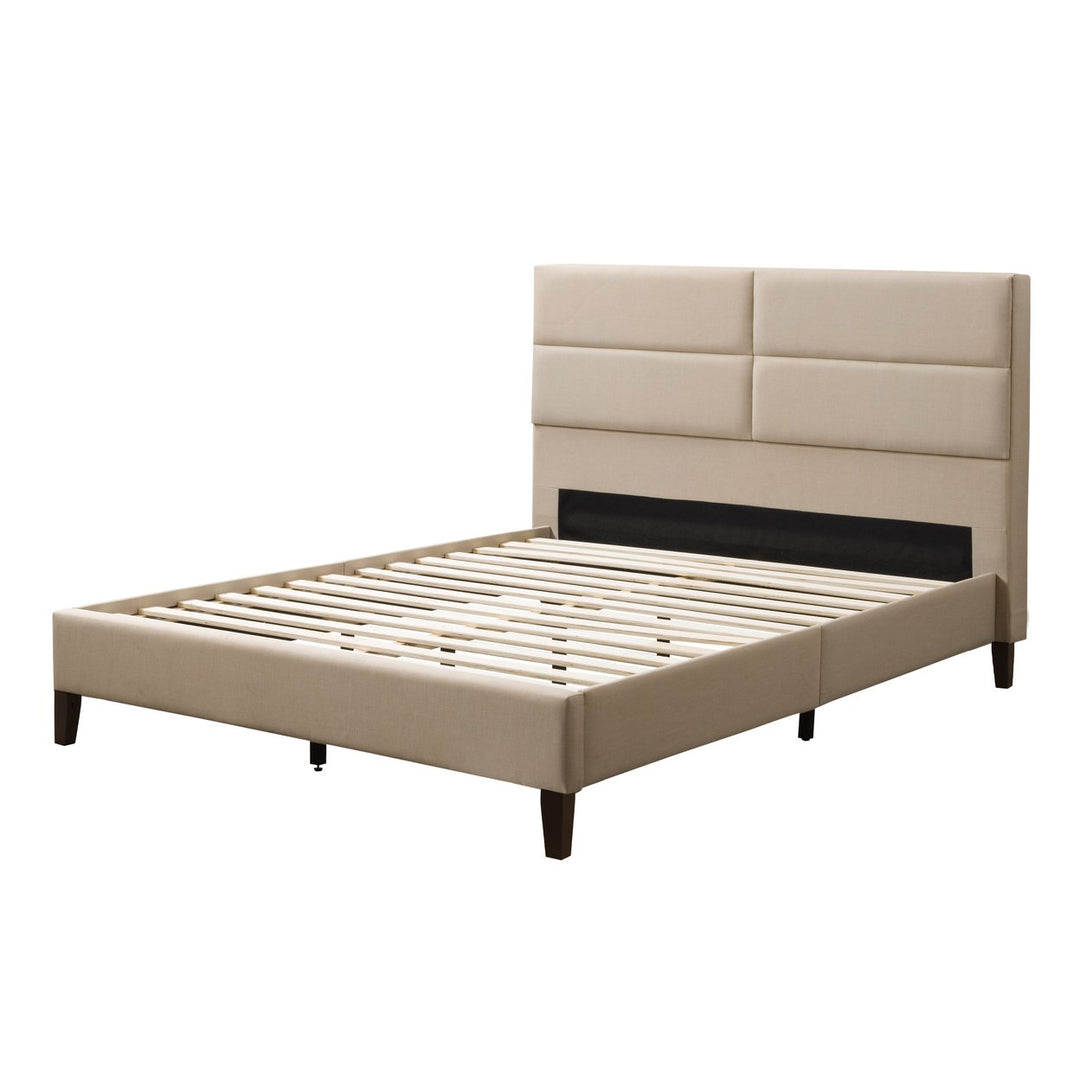 CorLiving Bellevue Upholstered Panel Bed, Double/Full Image 1