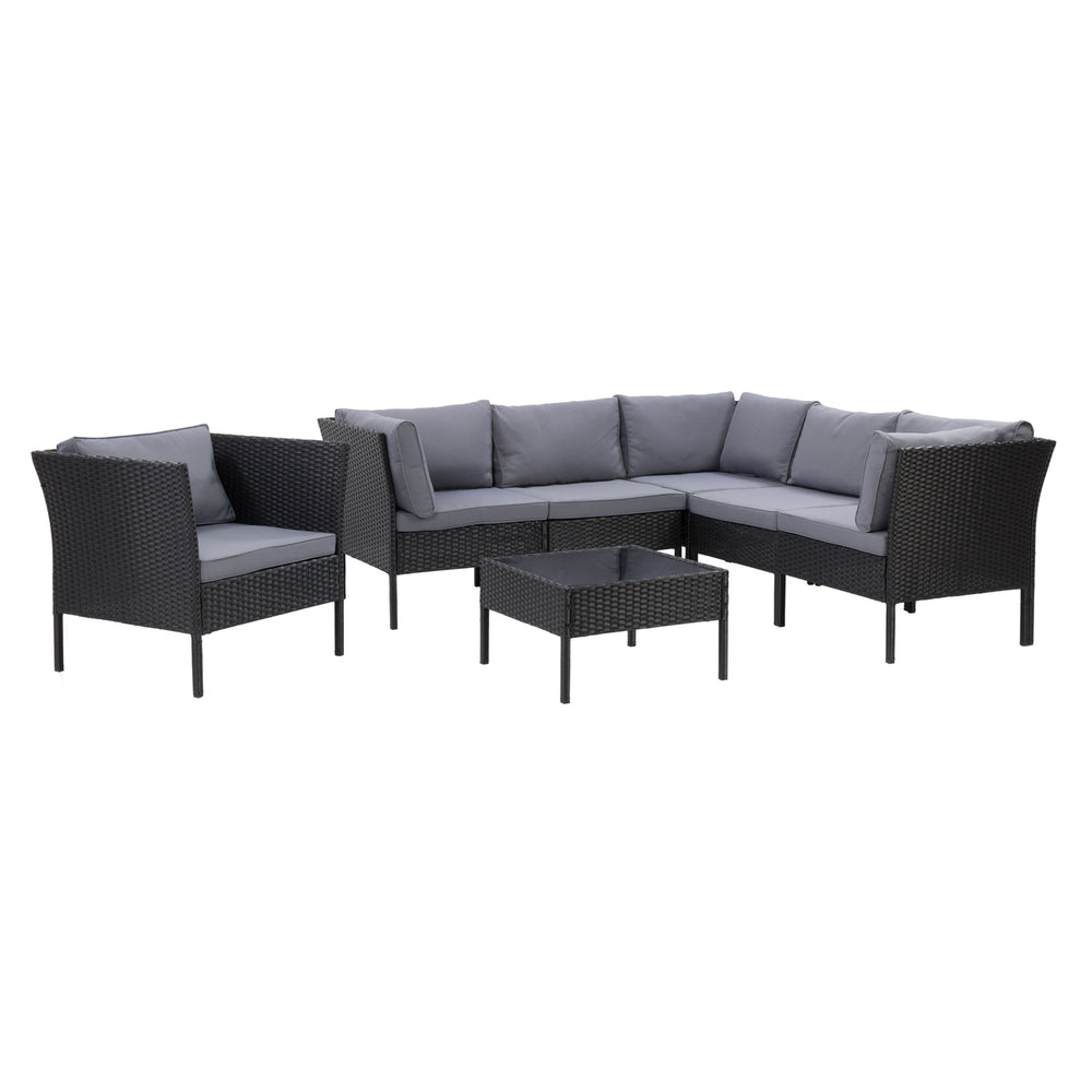 CorLiving Parksville L-Shaped Patio 7pc Sectional Set with Chair Image 2