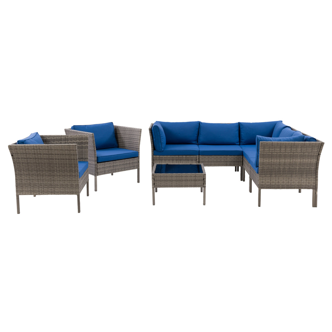 CorLiving Parksville L-Shaped Patio 8pc Sectional Set with 2 Chairs Image 6