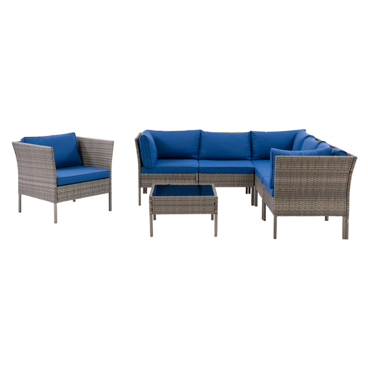 CorLiving Parksville L-Shaped Patio 7pc Sectional Set with Chair Image 6