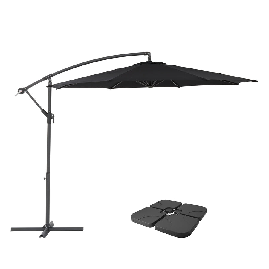 CorLiving 9.5ft UV Resistant Offset Patio Umbrella and Patio Base Weights Image 1
