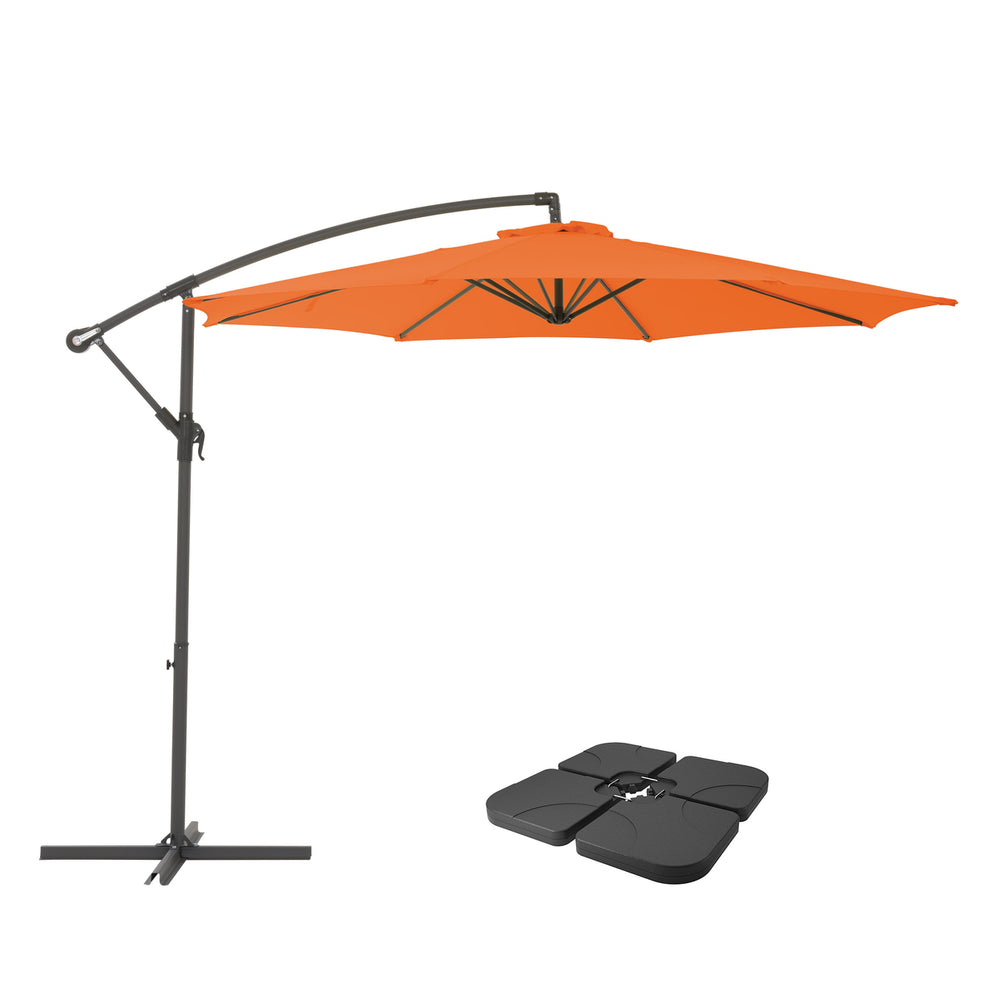 CorLiving 9.5ft UV Resistant Offset Patio Umbrella and Patio Base Weights Image 2