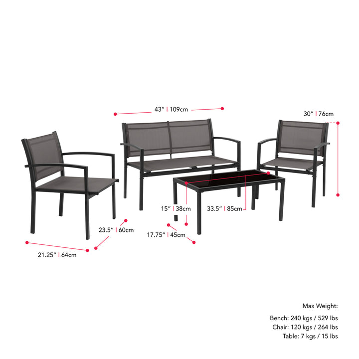 CorLiving Everett Mesh Seat Conversation Set, 4pc Image 5