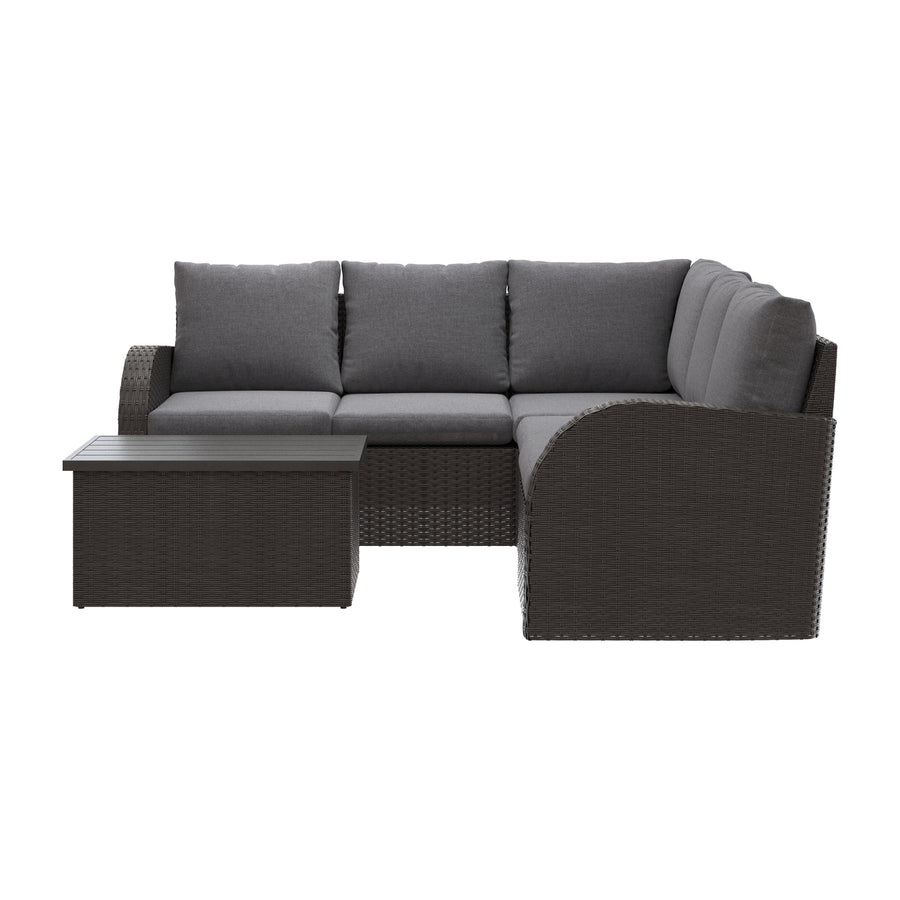 CorLiving Brisbane Outdoor Wicker Sectional Set, 6pc Image 1