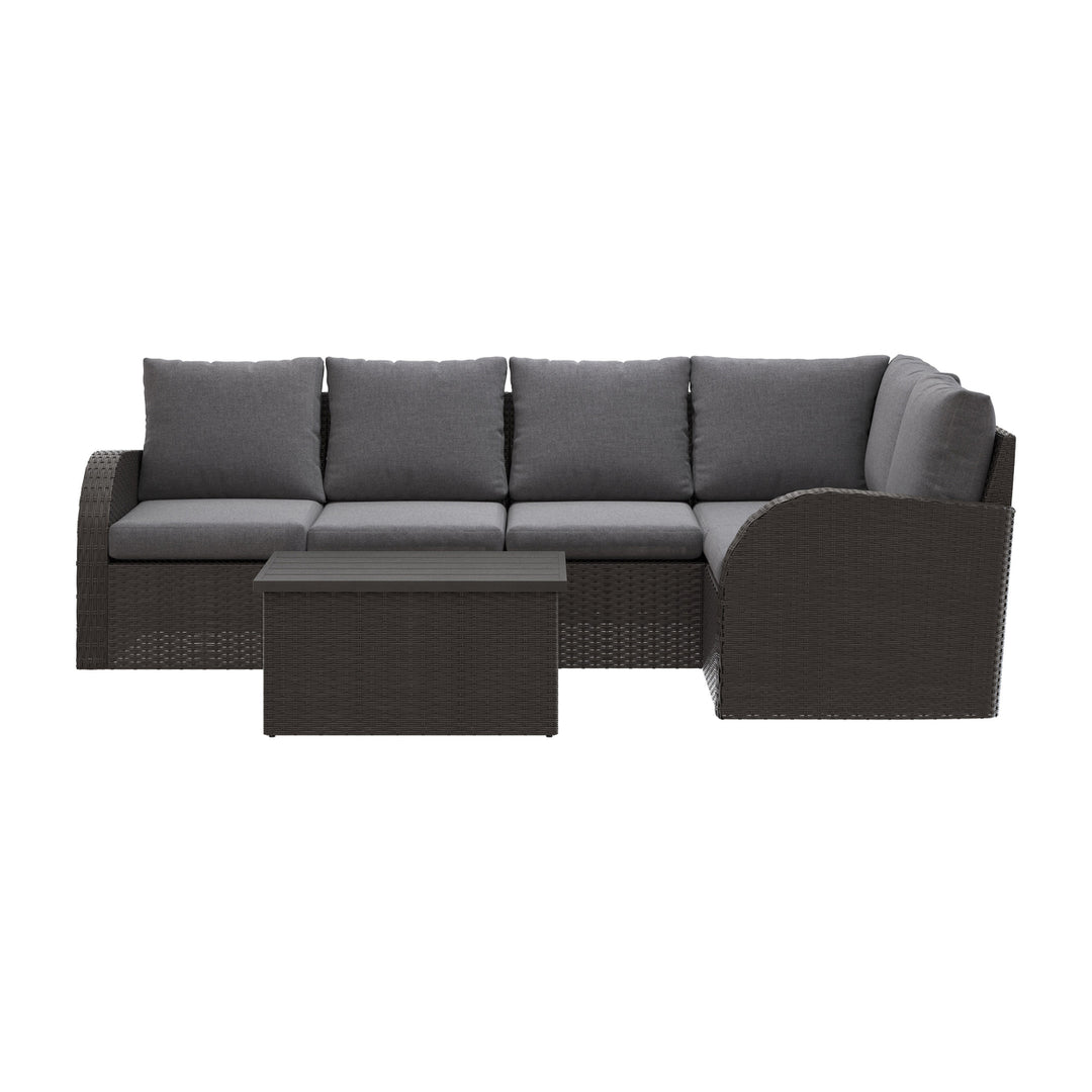 CorLiving Brisbane Outdoor Wicker Sectional Set, 6pc Image 3