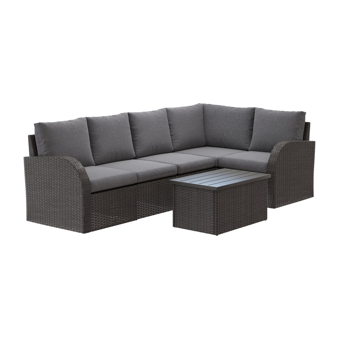 CorLiving Brisbane Outdoor Wicker Sectional Set, 6pc Image 4