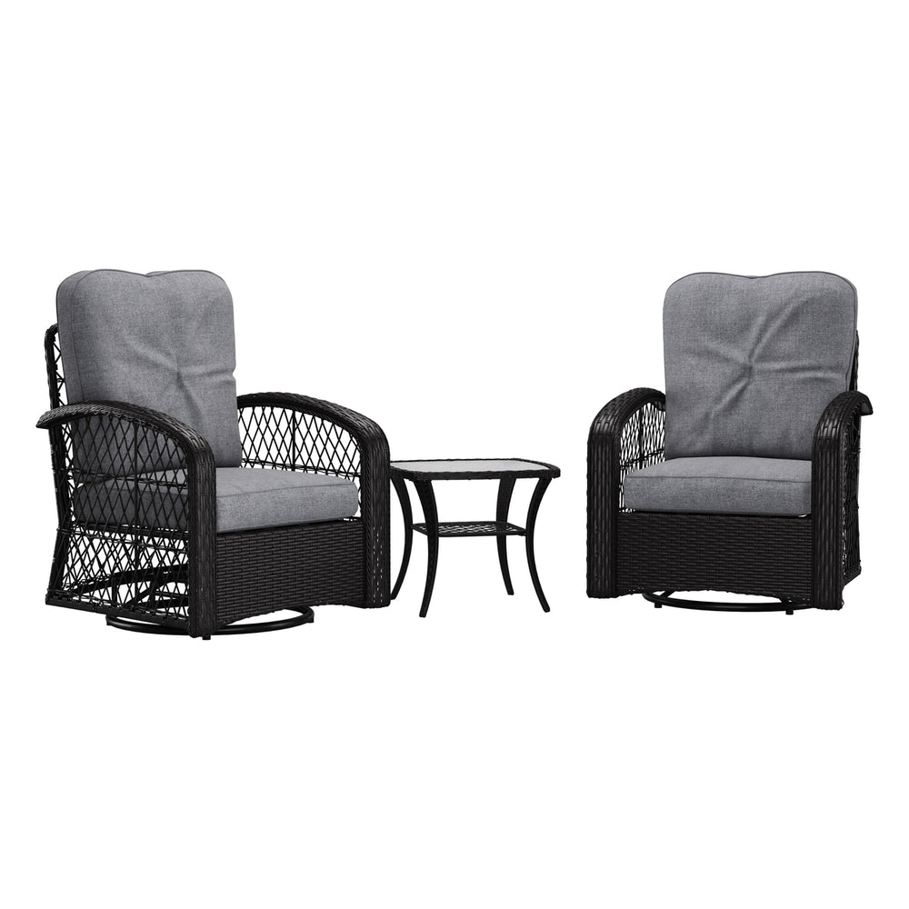 CorLiving Maybelle Swivel Patio Chairs Set, 3pc Image 2