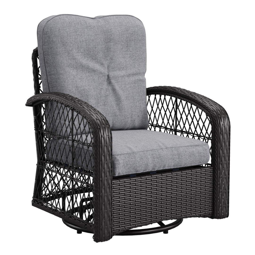 CorLiving Maybelle Swivel Patio Chairs Set, 3pc Image 4