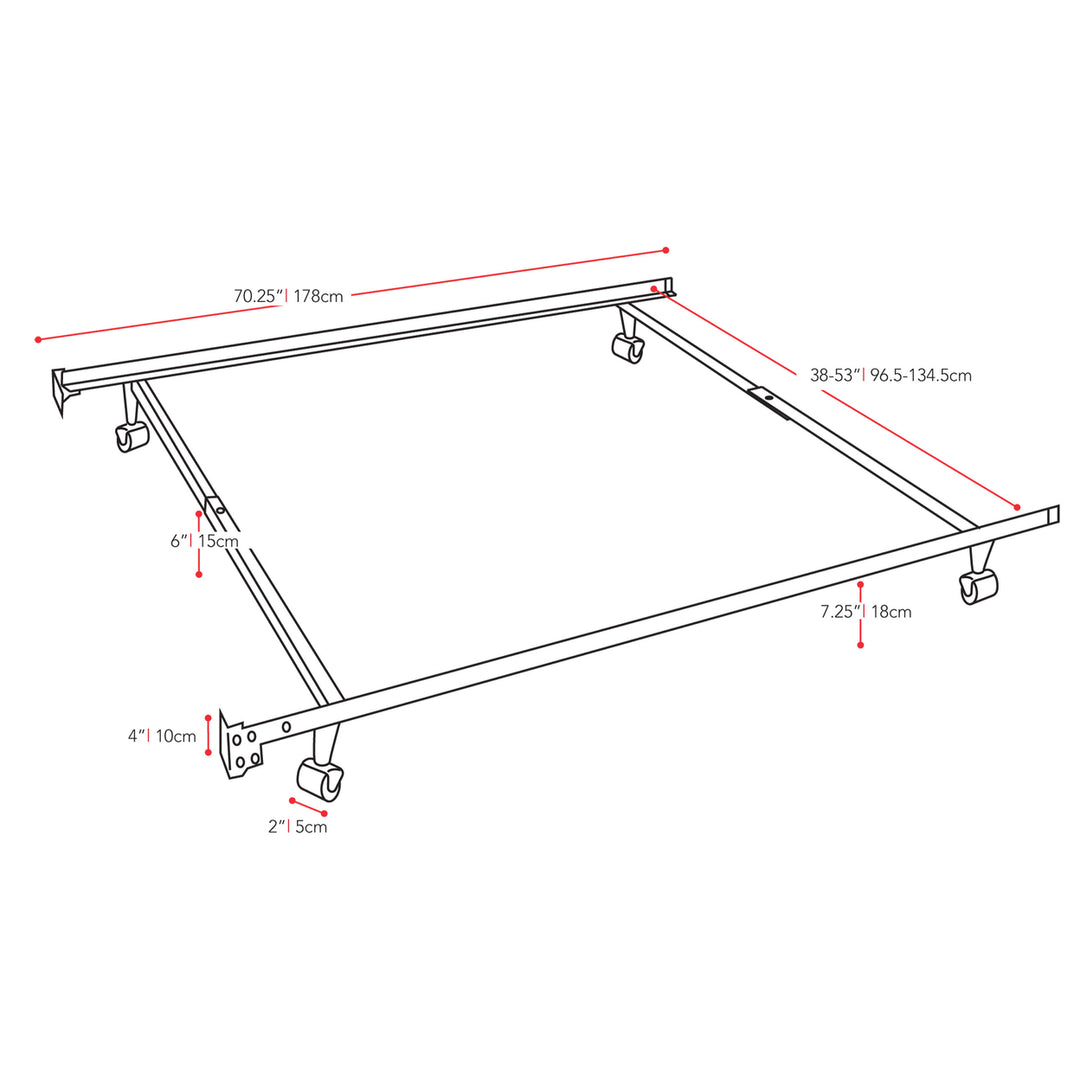 CorLiving Adjustable Twin/Single or Full/Double Metal Bed Frame Image 3