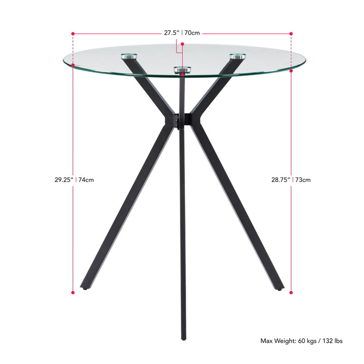 CorLiving Lennox Glass Top Trestle Bistro Table Image 6