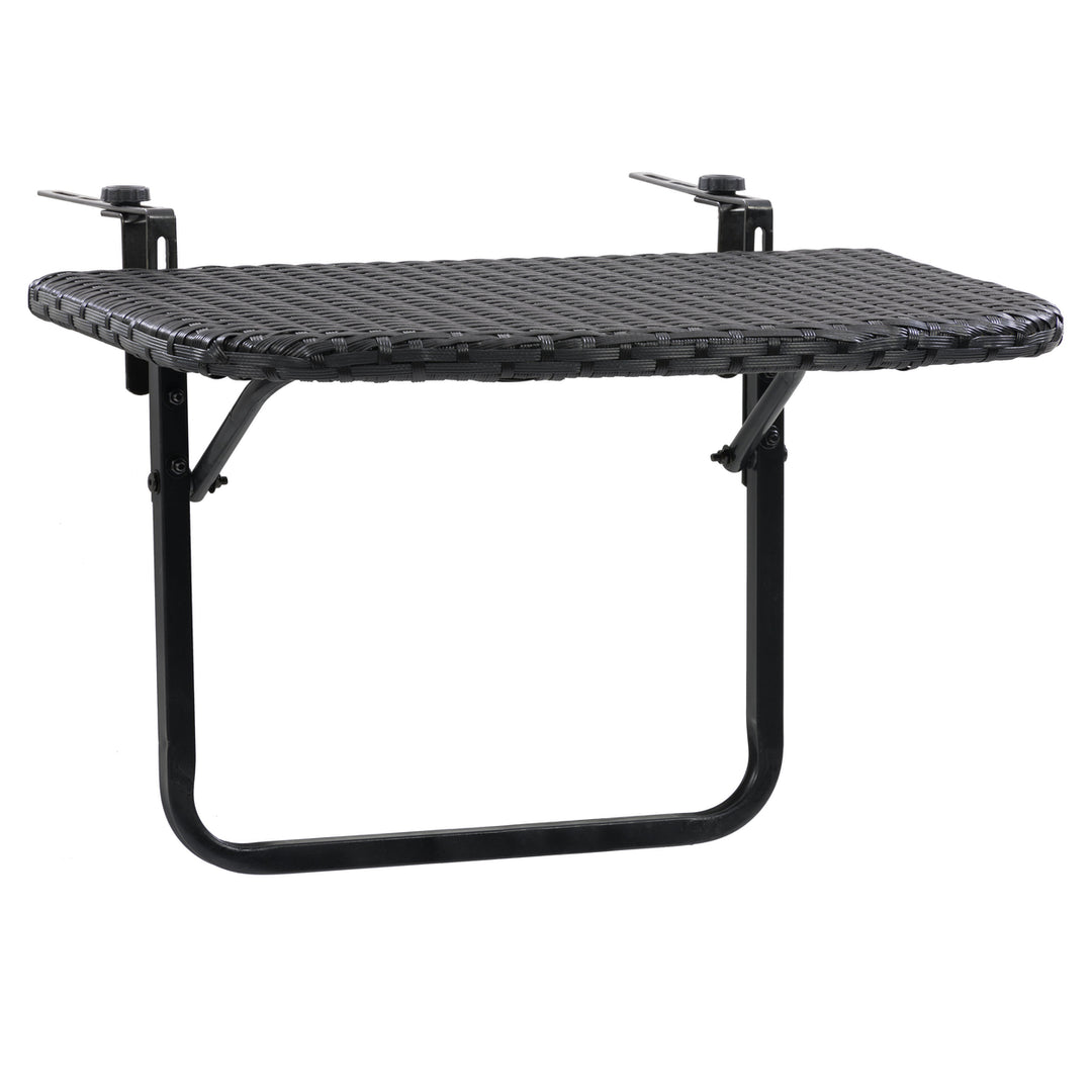 CorLiving Parksville Black Rattan Foldable Balcony Table Image 3