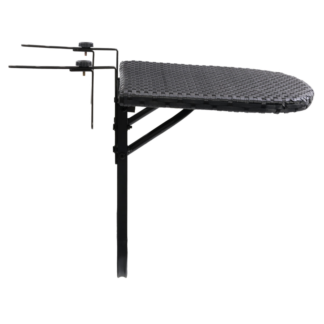 CorLiving Parksville Black Rattan Foldable Balcony Table Image 5