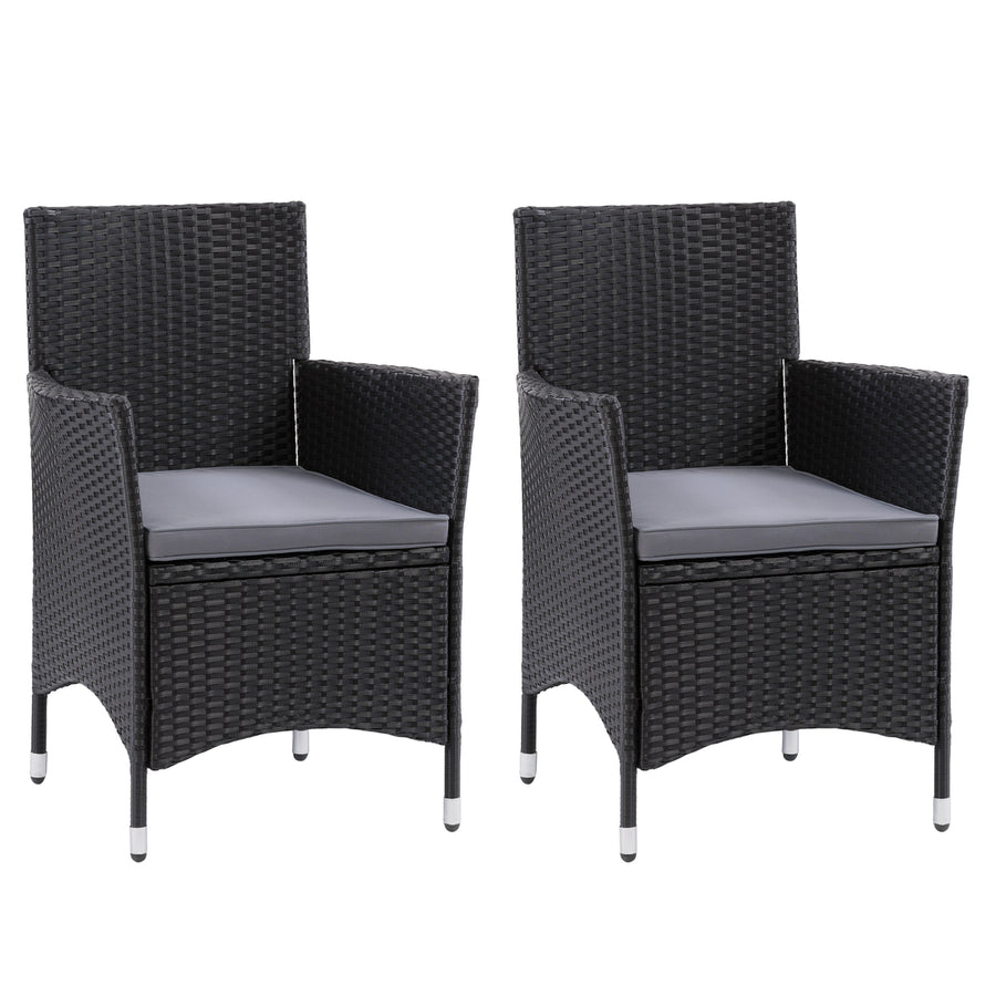 CorLiving Parksville Patio Dining Armchair Set - Black with Ash Grey Cushions, 2pc Image 1