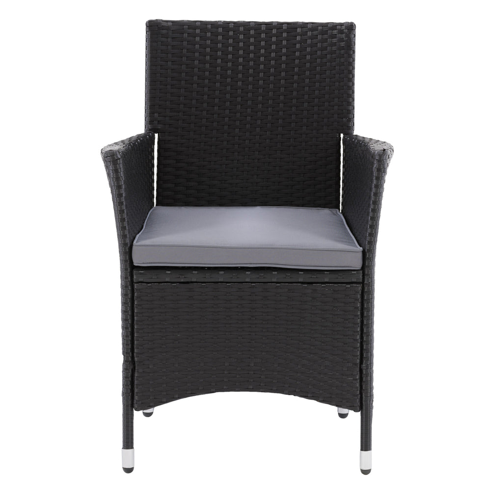 CorLiving Parksville Patio Dining Armchair Set - Black with Ash Grey Cushions, 2pc Image 2