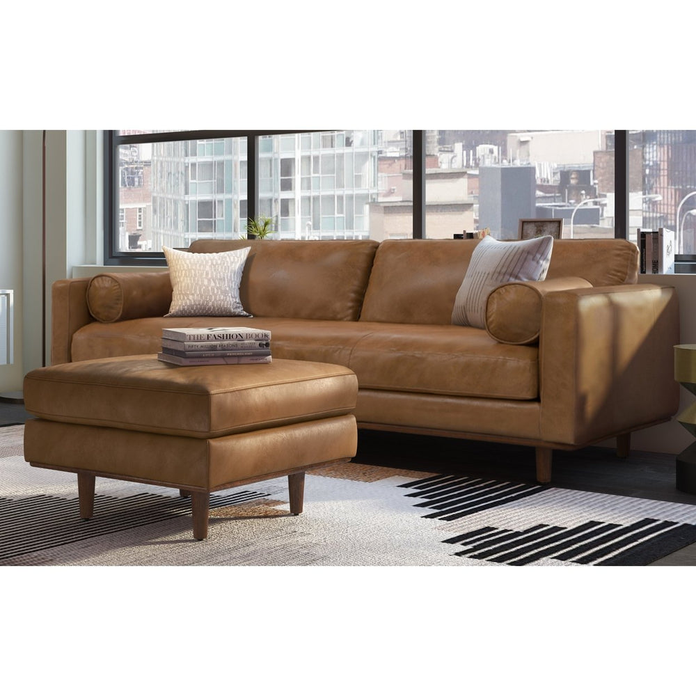 Morrison 89-inch Sofa and Ottoman Set in Genuine Leather Image 2