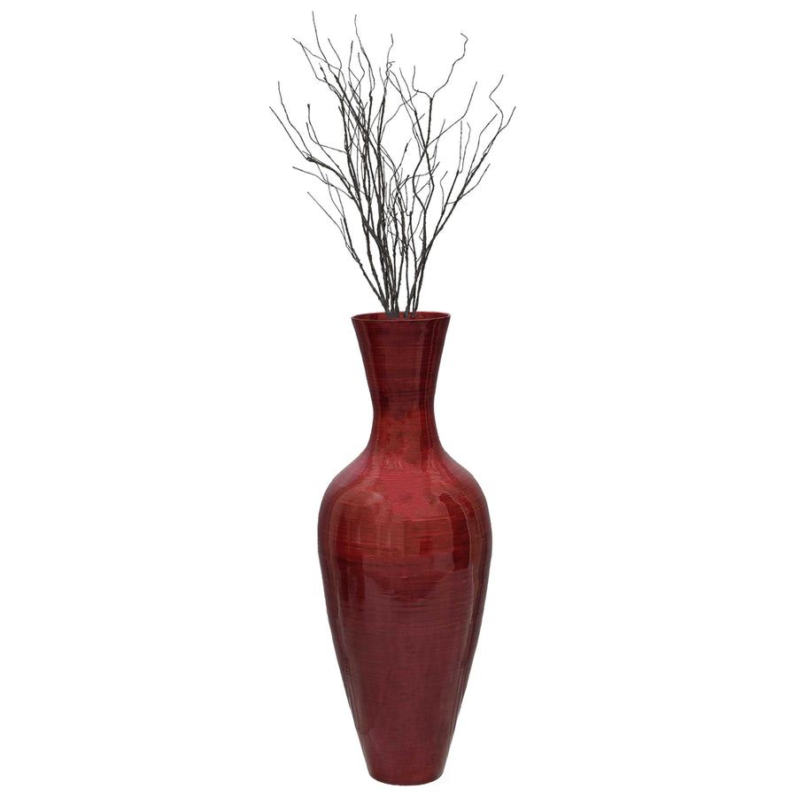 Vase Filled with Branches: 37 Red Bamboo Tall Floor Vase and 37 Twig Branch for Elegant and Rustic Touches, for Any Image 1