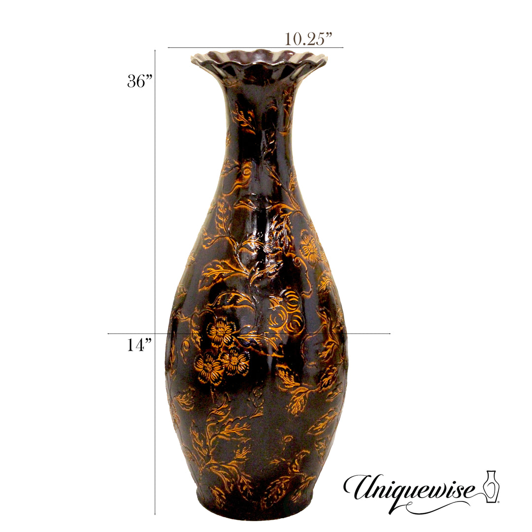 Tall Floor Vase, Traditional Brown home interior Vase, Ceramic Flower Holder Centerpiece for room decor, Livingroom Image 6