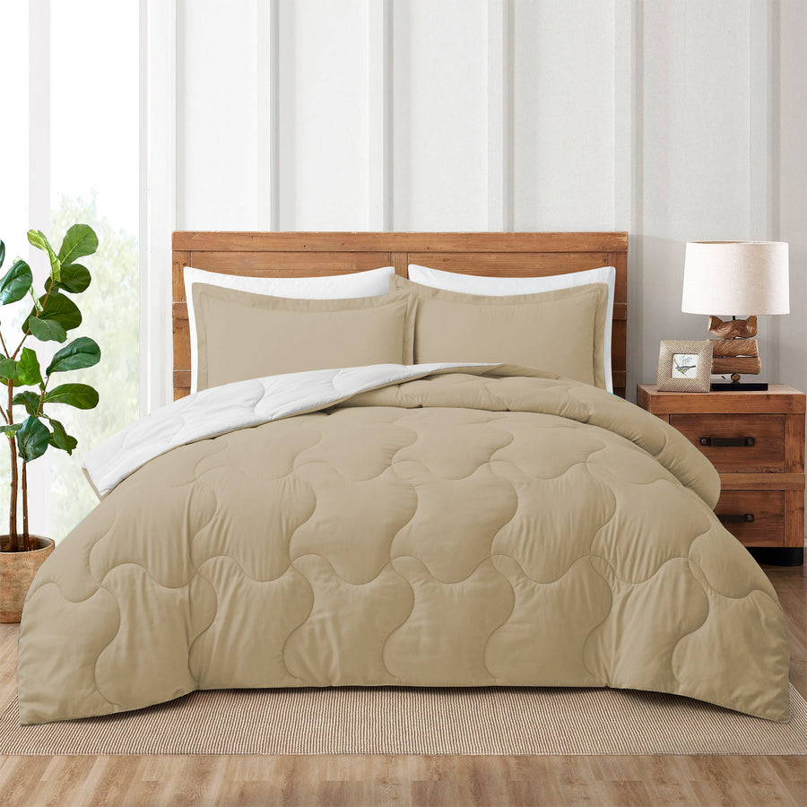 Luxury Reversible Down Alternative Machine Washable Comforter Set with Shams Image 1