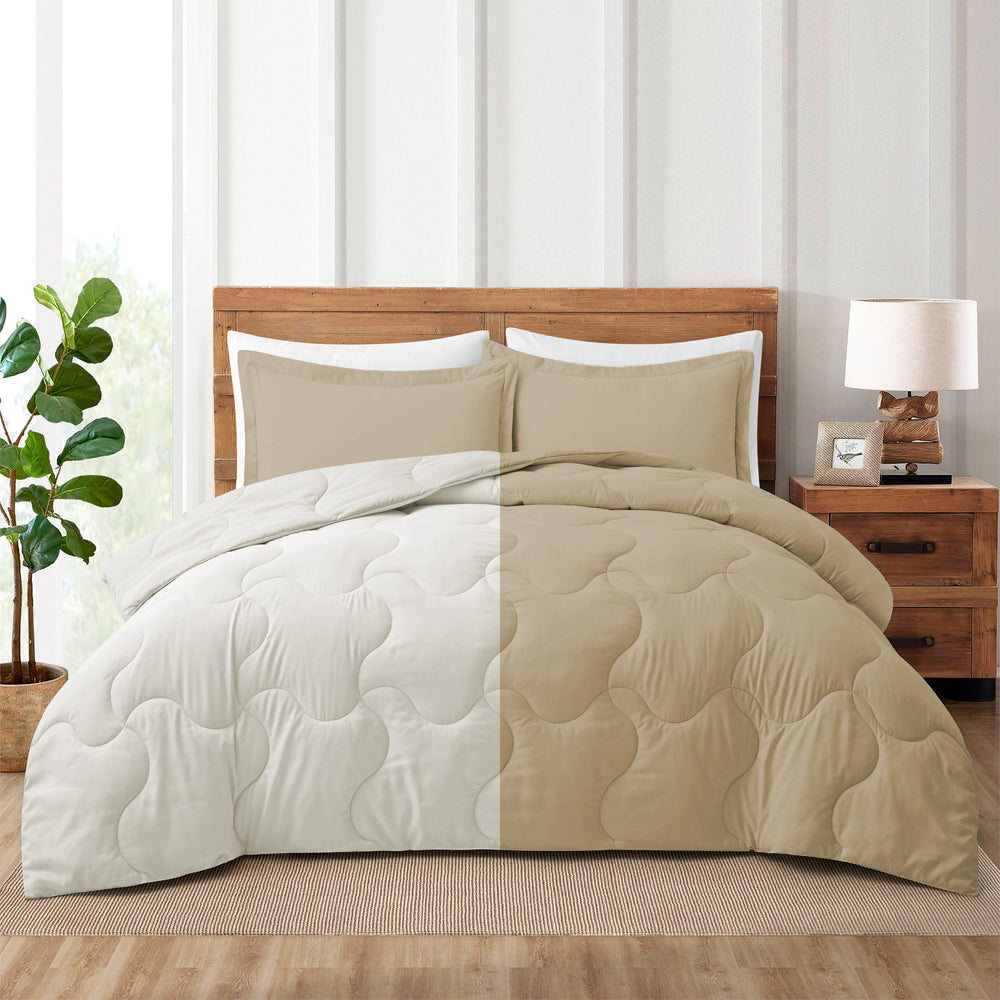 Luxury Reversible Down Alternative Machine Washable Comforter Set with Shams Image 2