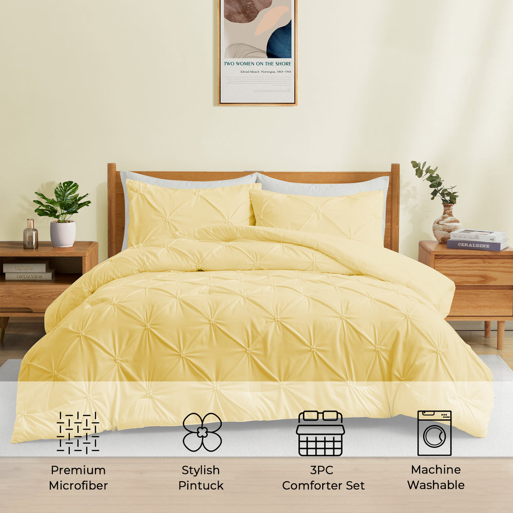 Reversible Pinch Pleated Comforter Set, All Season Down Alternative Comforter Set Image 2