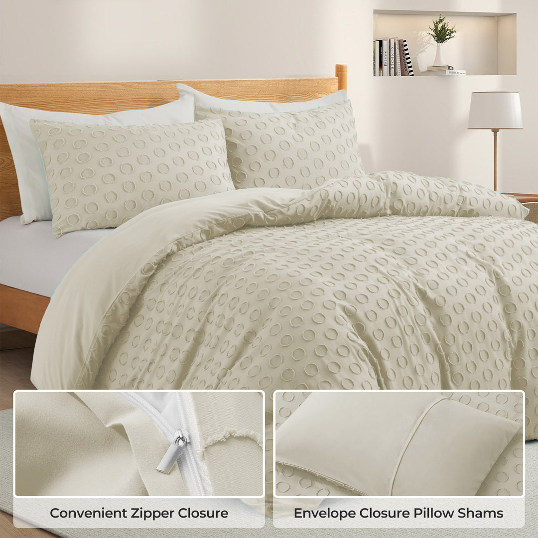 Luxurious 3 Piece Soft Microfiber Clipped Duvet Cover Set-Hotel Collection Fashion Bedding Image 5