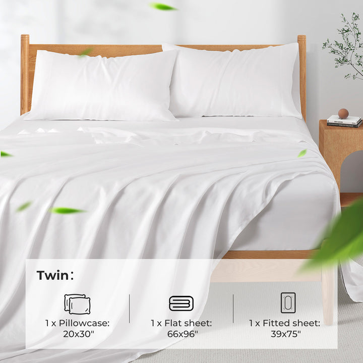 Tencel Lyocell 4Pc Sheets Set, Softest and Cooling-Deep Pocket Bottom Bed Sheet, Large Top Sheet and Pillowcases Image 3