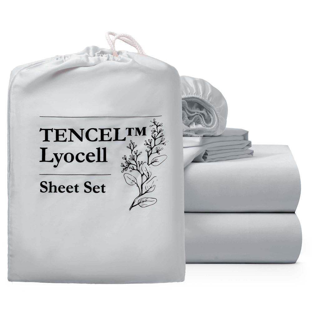 Premium Moisture-wicking Lyocell Tencel Sheet Set - 4pc - 2 Pillowcases 1 Fitted 1 Flat Image 2