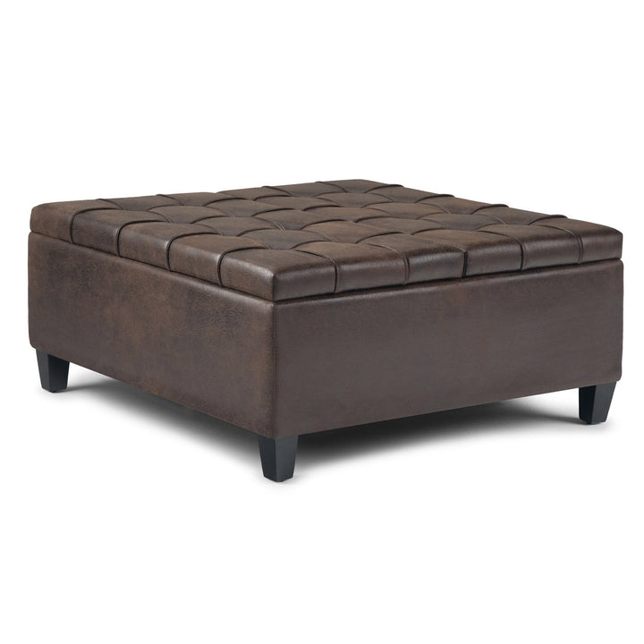 Harrison Coffee Table Ottoman in Distressed Vegan Leather Image 7