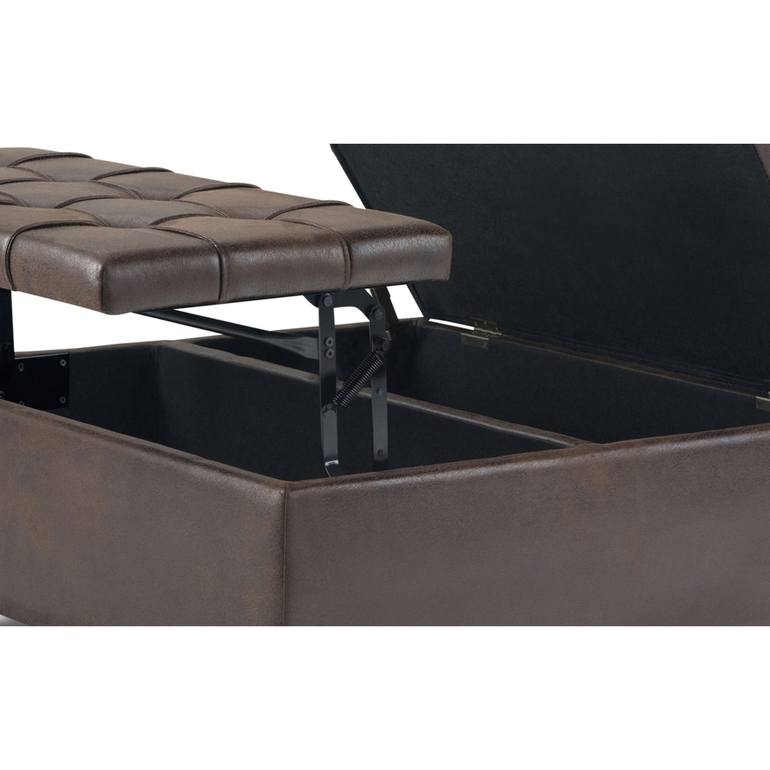 Harrison Coffee Table Ottoman in Distressed Vegan Leather Image 8