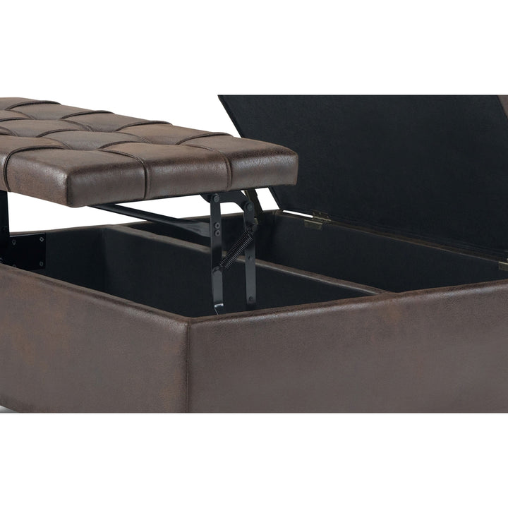 Harrison Coffee Table Ottoman in Distressed Vegan Leather Image 8