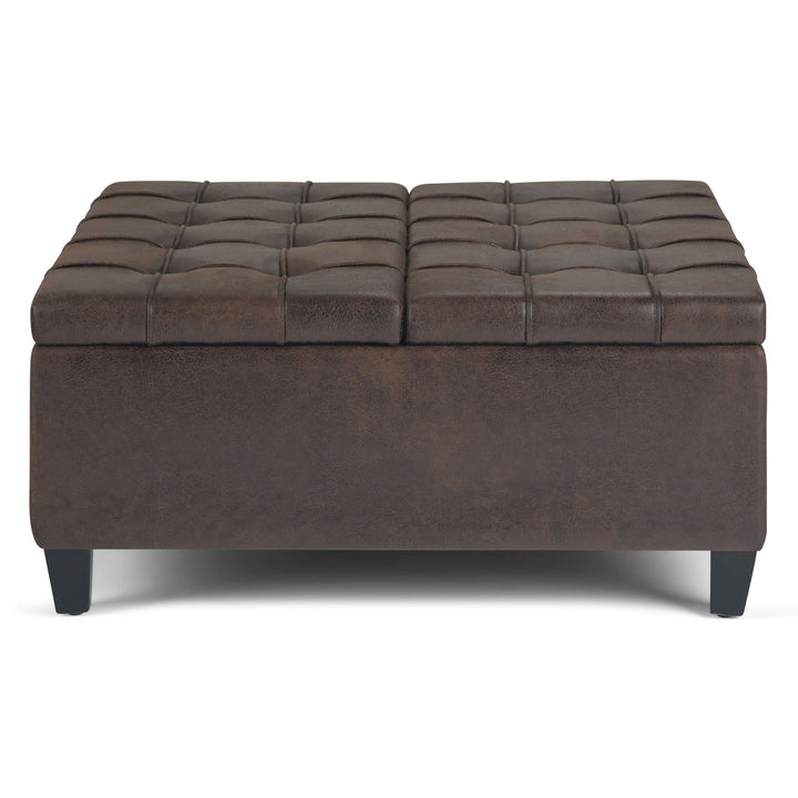 Harrison Coffee Table Ottoman in Distressed Vegan Leather Image 12