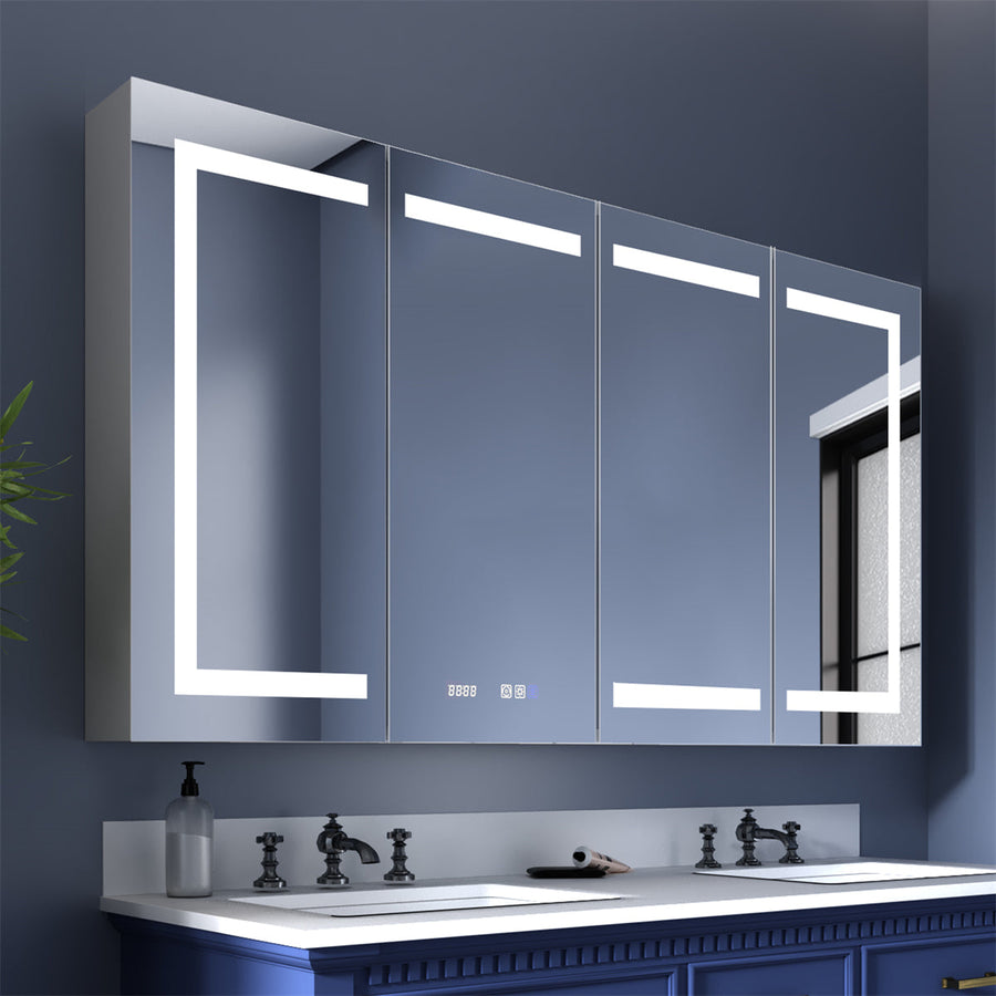 Boost-M2 60" W x 32" H LED Lighted Bathroom Medicine Cabinet with Mirror Recessed or Surface led Medicine Cabinet Image 1