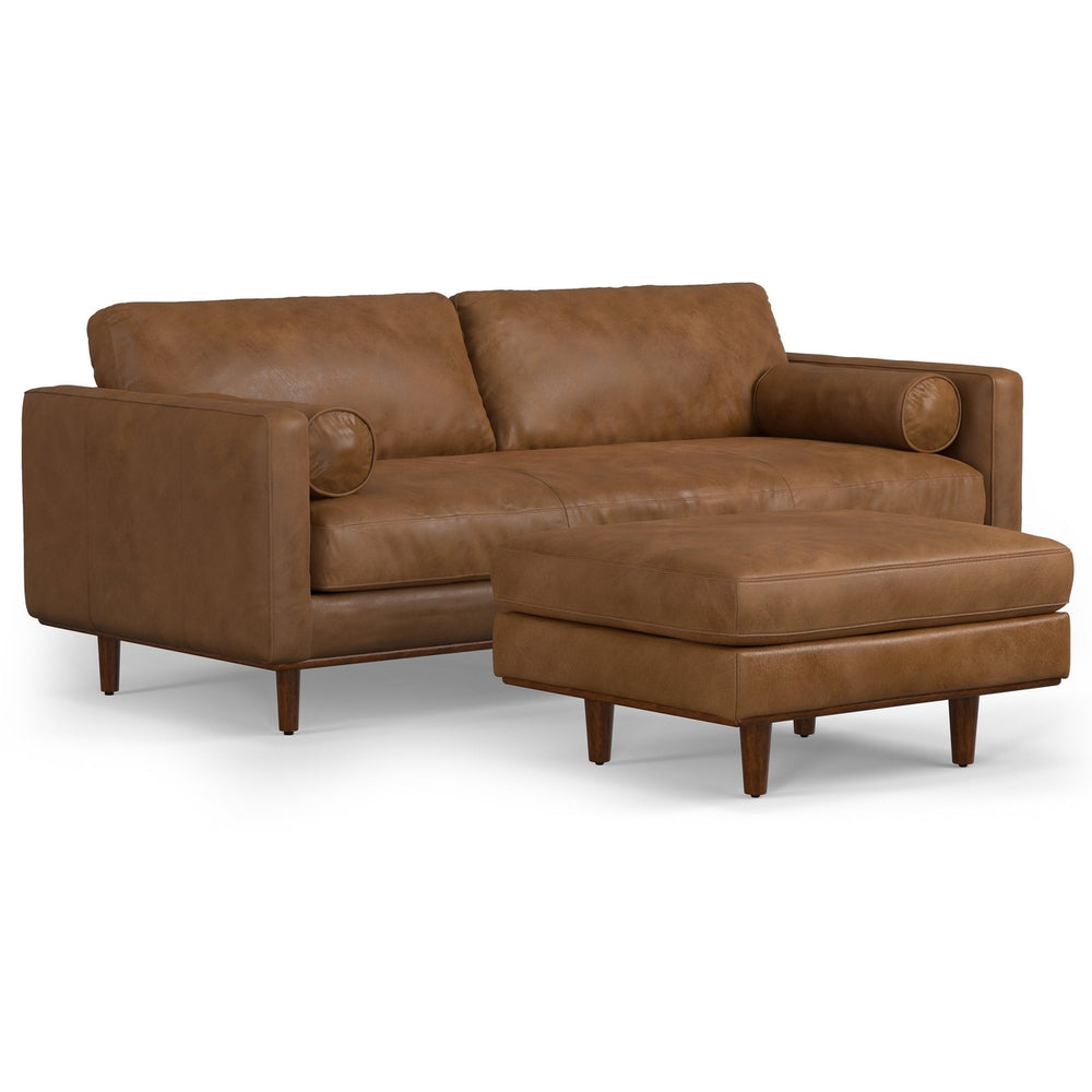Morrison 89-inch Sofa and Ottoman Set in Genuine Leather Image 2