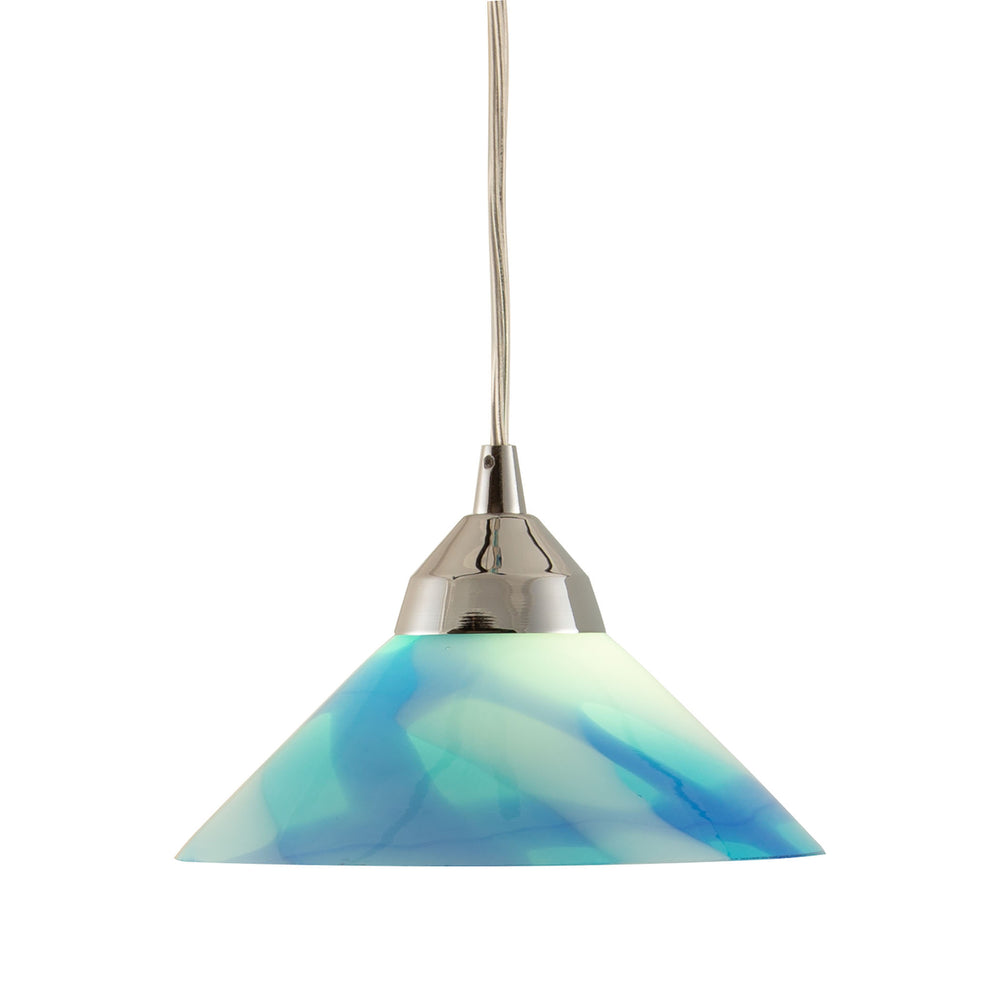 Refraction 7 Wide 1-Light Pendant - Polished Chrome with Caribbean Glass Image 2