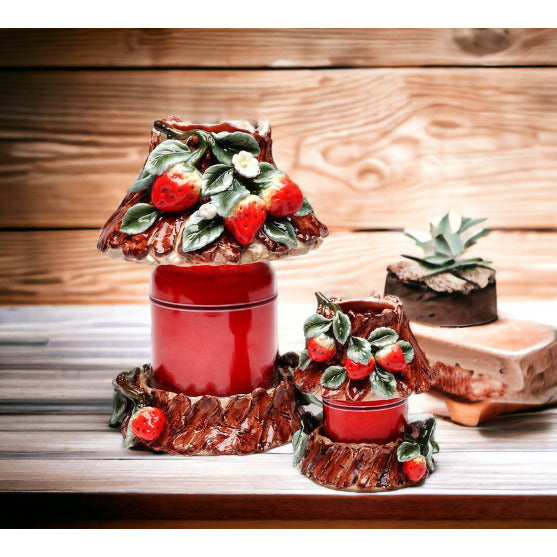 Ceramic Large Strawberry Candle Holder Shade and Base, Home Dcor, , , Kitchen Dcor, Farmhouse Dcor Image 1