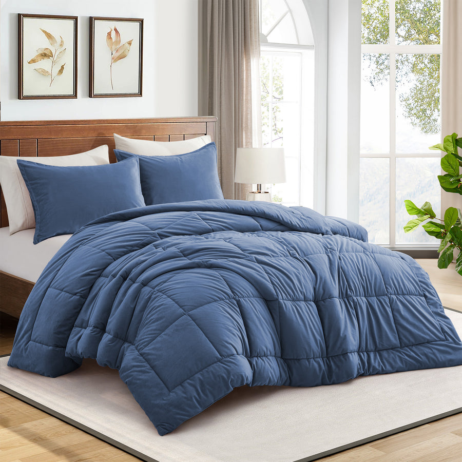 2 Or 3 Pieces Luxury Ultra Soft Velvet Solid Duvet Set-All Season Reversible Down Alternative Comforter Set Image 1