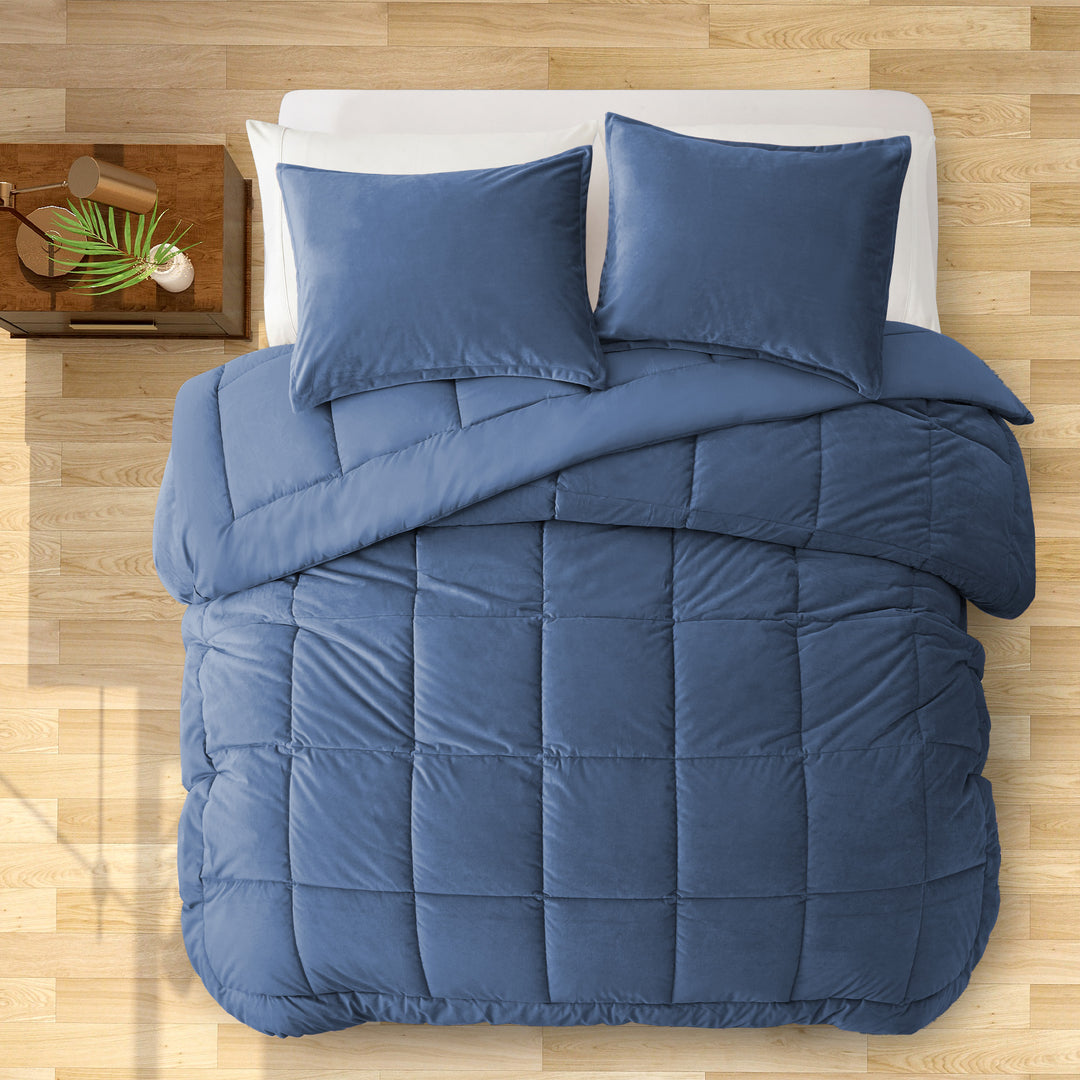 2 Or 3 Pieces Luxury Ultra Soft Velvet Solid Duvet Set-All Season Reversible Down Alternative Comforter Set Image 3