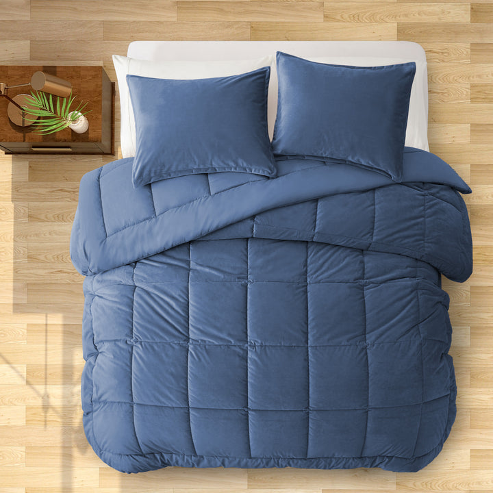 2 Or 3 Pieces Luxury Ultra Soft Velvet Solid Duvet Set-All Season Reversible Down Alternative Comforter Set Image 3