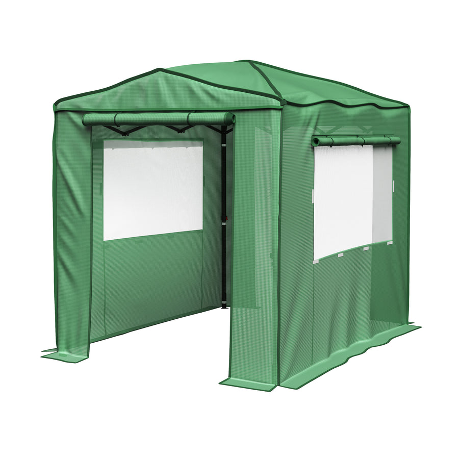 Pop Up Greenhouse - 8ft x 6ft Portable Walk In Green House with Roll-Up Zippered Doors and Mesh Windows - Gardening Image 1