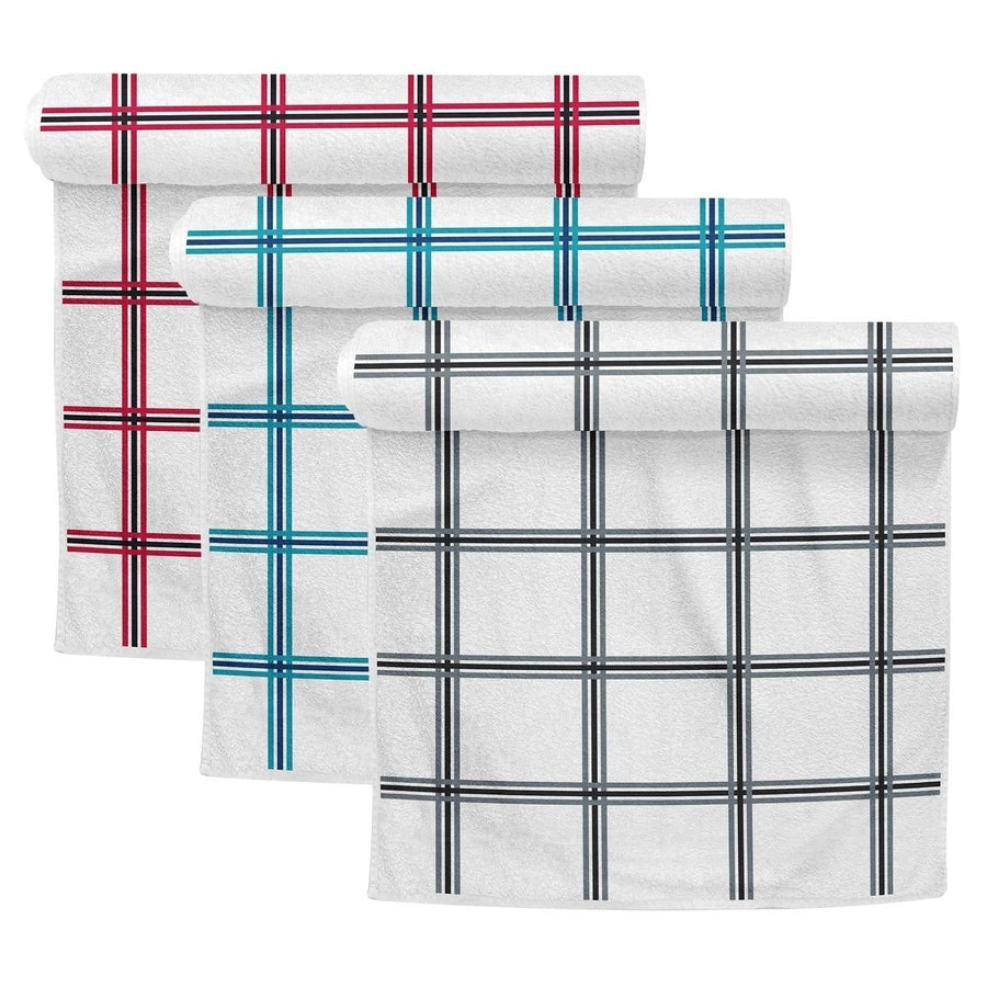 3-Pack: Oversized Absorbent Ultra-Soft 100% Cotton Plaid Premium Kitchen Dish Linen Towels 15"x25" Image 1