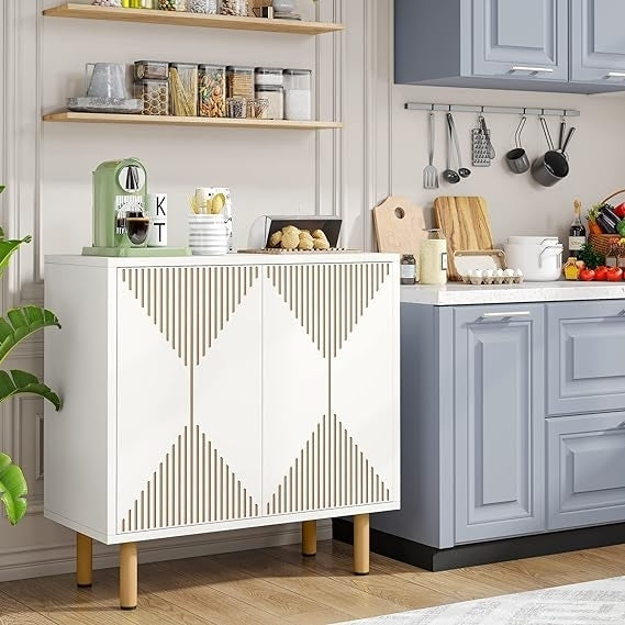 Modern Sideboard Storage Cabinet, Cupboard with 4 Doors, Dinning Horizontal Cabinet Image 1